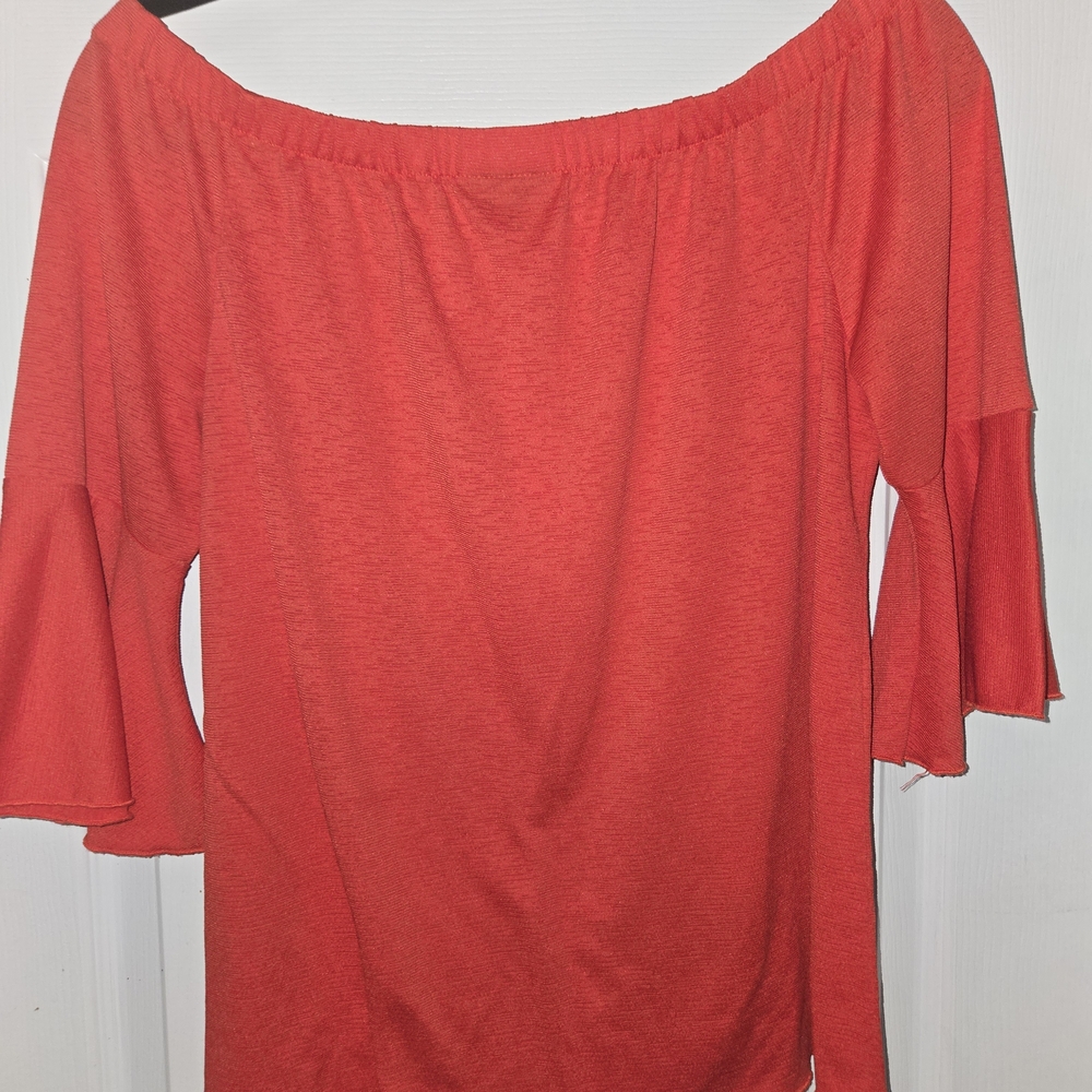 Elegant Off-Shoulder Coral Blouse
